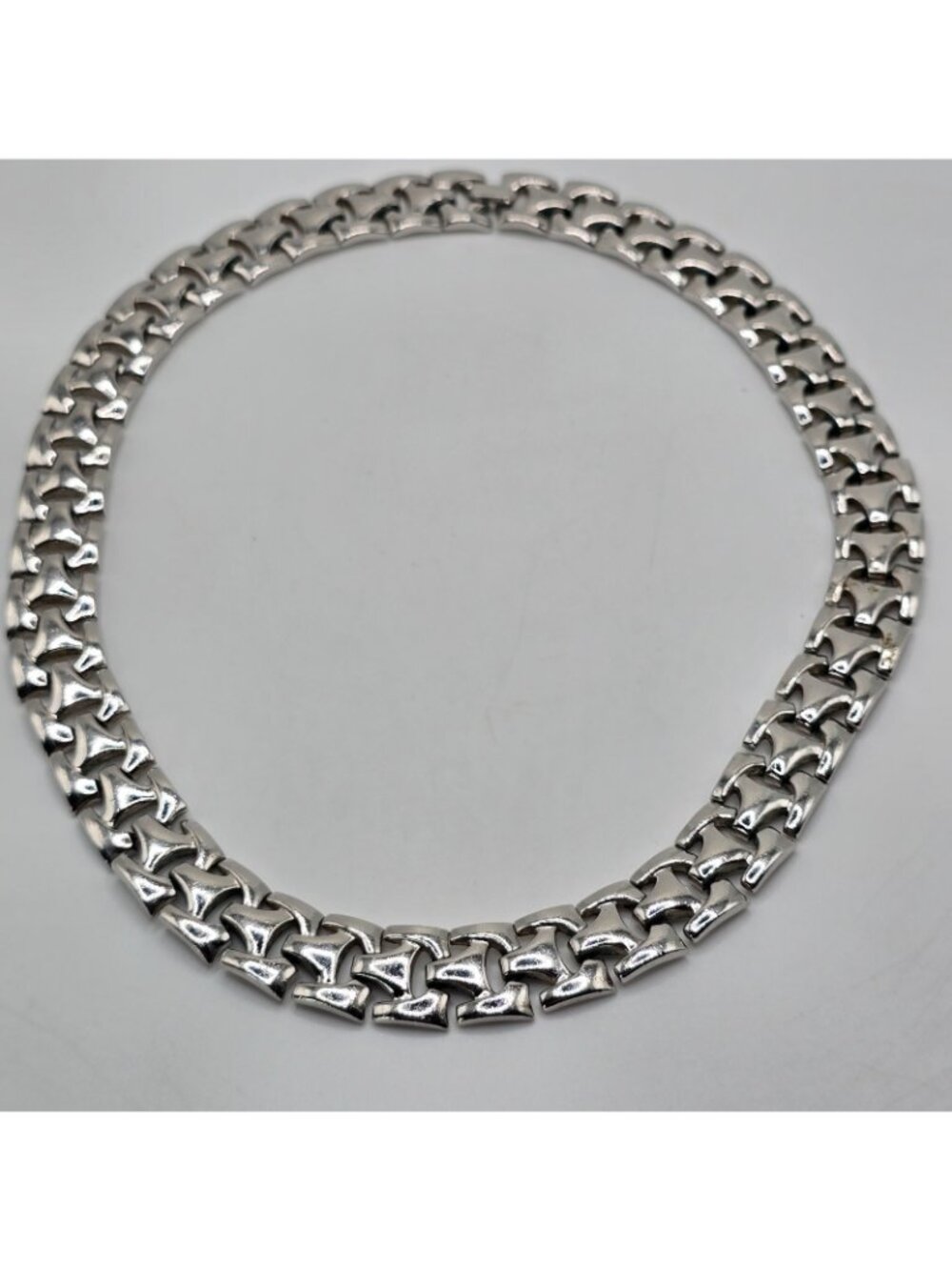 Vintage Trifari Silver Tone Link Necklace Chunky Chain Statement Pat Pend Signed - Picture 4 of 15